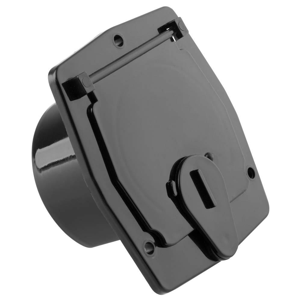 Halotronics RV Square Electrical Cable Hatch for 30 Amp Cords (Black)