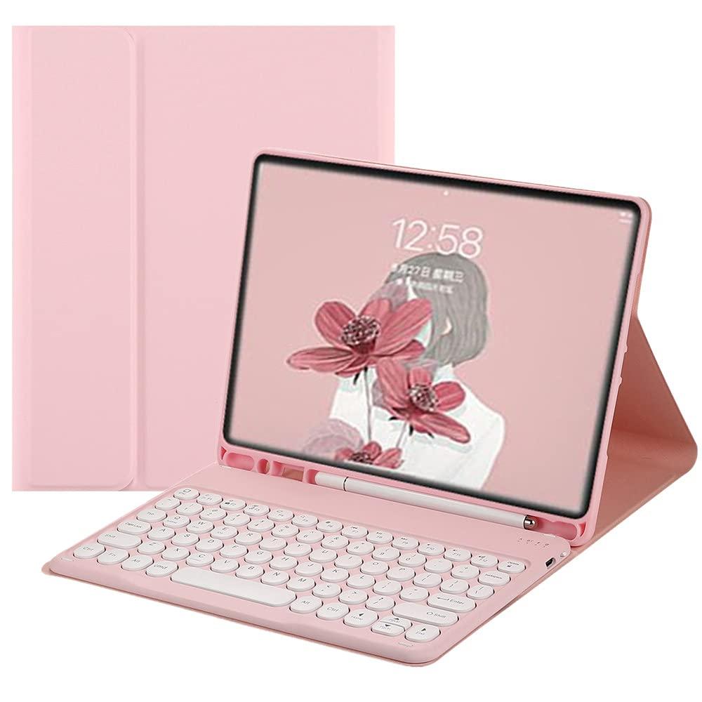 Disonbeir Keyboard Case for iPad Mini 7 A17 Pro 2024, iPad Mini 7th/6th Generation Keyboard Case Cute Round Key Color Keyboard Wireless Detachable BT Keyboard Cover,LightPink