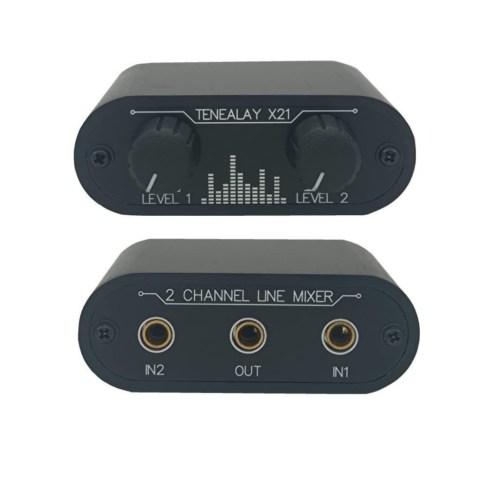 2 Way Audio mixer 3.5mm Un-powered mixer, 2 to 1 Stereo aux 3.5mm line levels control Box mini passive mixer X21