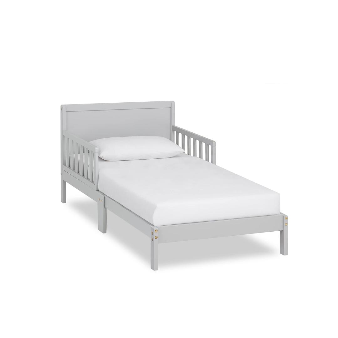 Dream On Me Brookside Toddler Bed In Pebble Grey, Greenguard Gold /JPMA Certified, Low To Floor Design, Non-Toxic Finish, Safety Rails, Made Of Pinewood