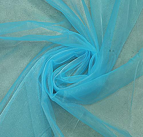 MDS Pack of 5 Yard Long Sheer Organza Fabric for Wedding Party Event Decorations, Backdrop, Curtain, Christmas Craft, Dress, Fashion, DIY, Crystal Organza Tulle Fabric Bolt 44” Wide - Turquoise