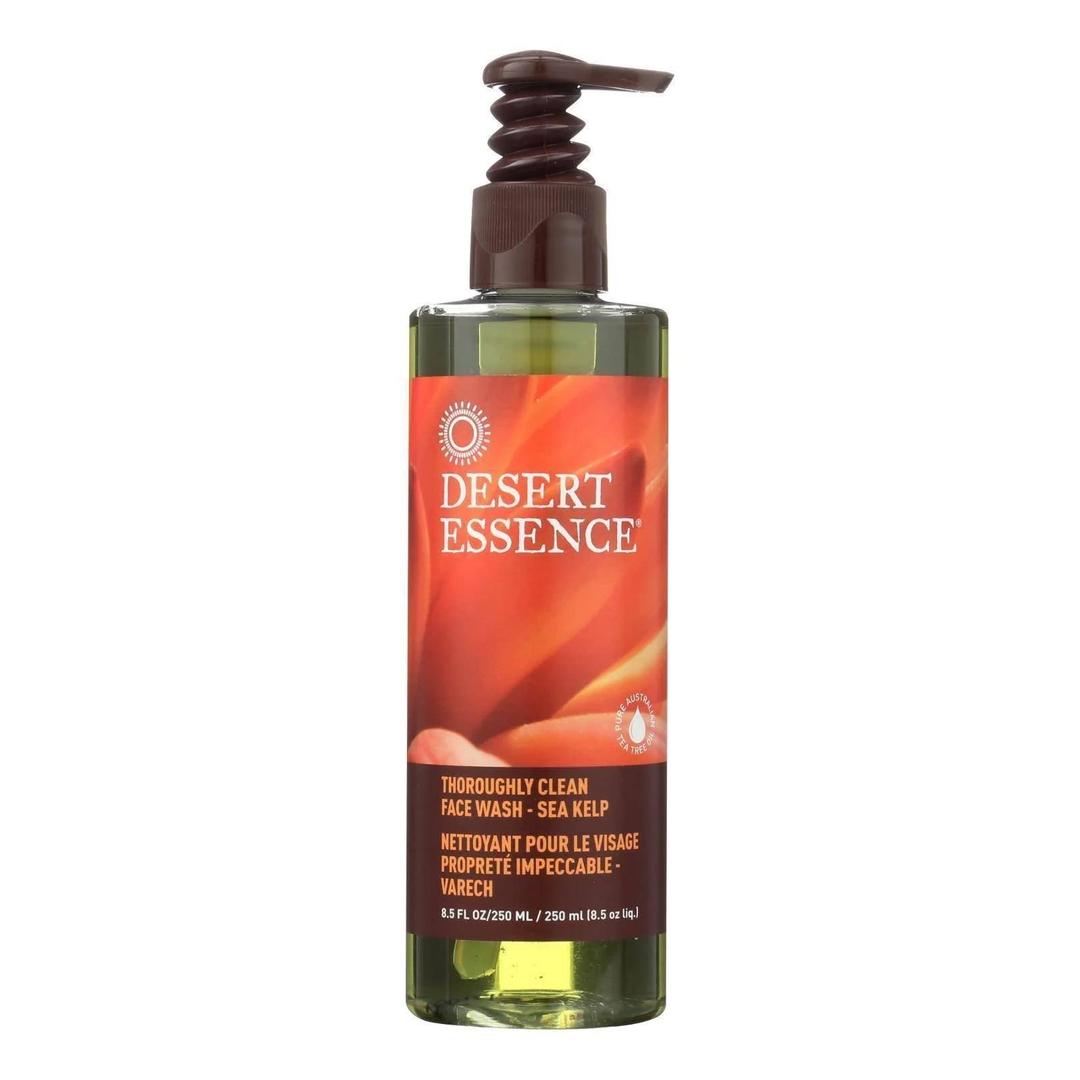 Desert EssenceThoroughly Clean Face Wash with Sea Kelp, Tea Tree Oil, Nourishing Castile Soap, Coconut Oil & More - Gently Remove Dirt & Impurities Without Drying Skin - Vegan, Sulfate Free - 8.5oz