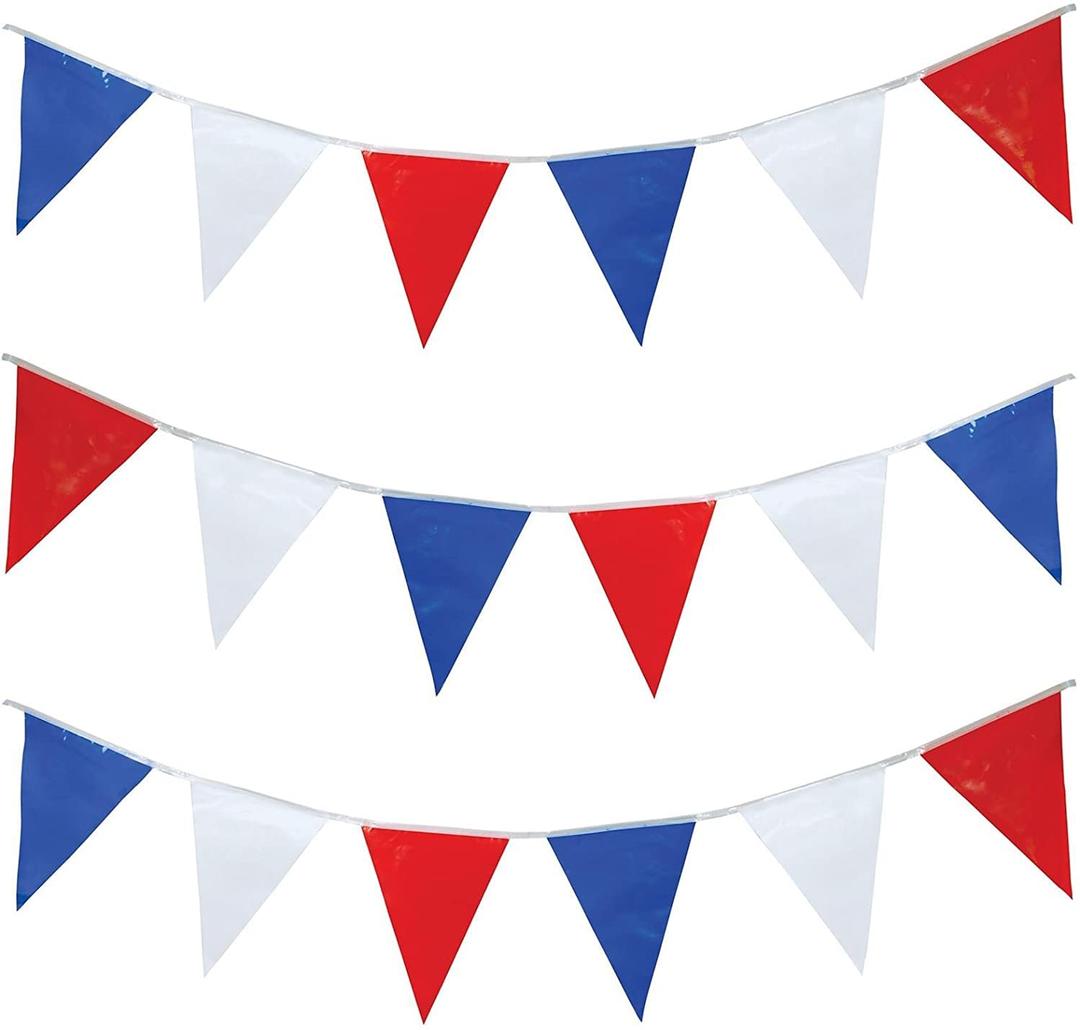 SHATCHI 10M Red White and Blue Bunting Garland Union Jack Banner Party Decorations Supplies Sporting Events Pub Bbq Royal Theme French USA 20 Flags