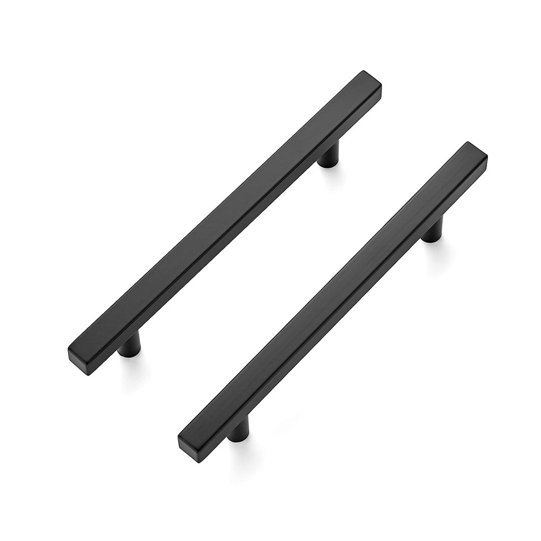 Ravinte 30 Pack 7.38'' Square Cabinet Pulls Matte Black Stainless Steel Kitchen Drawer Pulls Cabinet Handles 7-3/8”Length,5” Hole Center