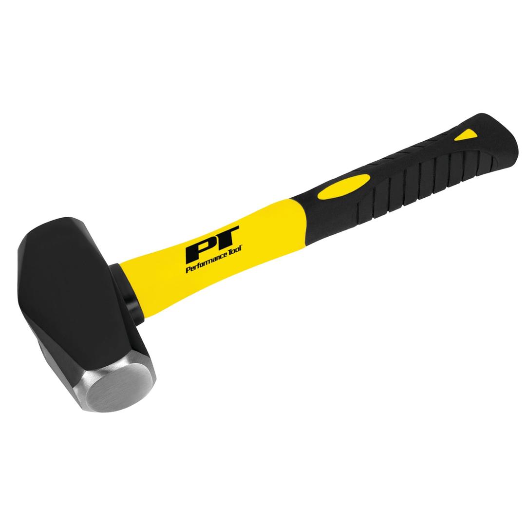 Performance Tool M7105 Heavy Duty Fiberglass Handle Hammer with Anti-Shock Rubber Cushion Grip and Mirror Polished Striking Face, 11-Inch Handle