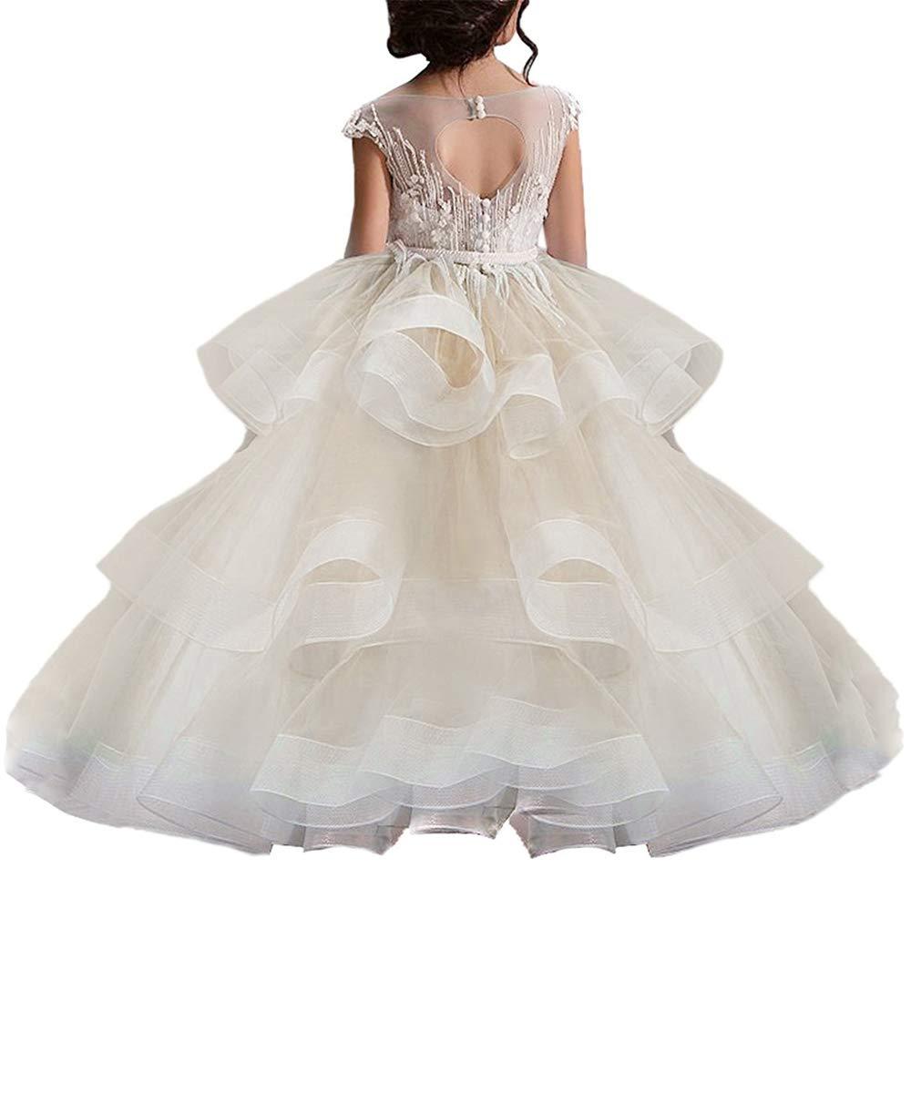 WDE Long Little Girls Pageant Dresses for Wedding Kids First Communion Prom Ball Gown