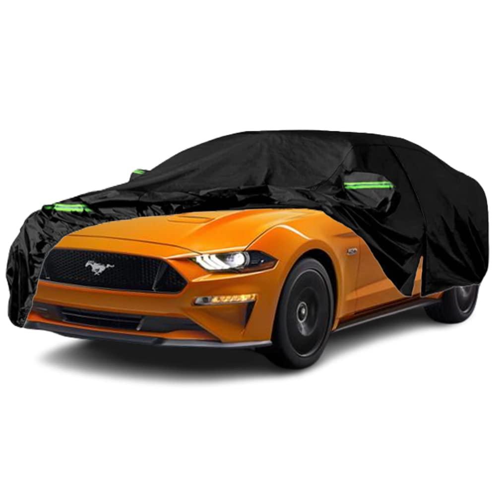 Qnmittry Waterproof Car Covers Compatible with 2015-2023 Ford Mustang, All Weather Custom-fit Car Cover with Zipper Door for Rain Snowproof UV Windproof Protection All Weather Car Cover