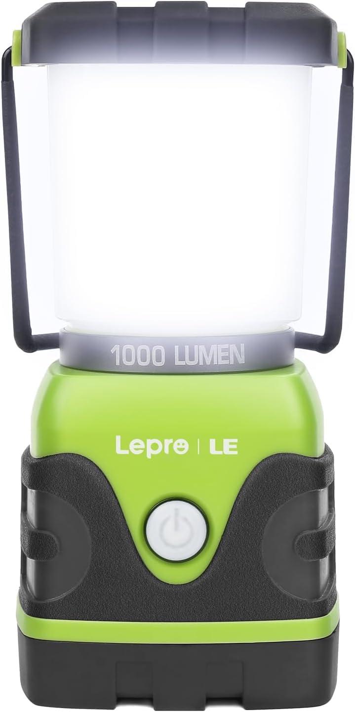 LE 1000LM Battery Powered LED Camping Lantern, Waterproof Tent Light with 4 Light Modes, Camping Essentials, Portable Lantern Flashlight for Camping, Hurricane, Emergency, Hiking, Power Outages