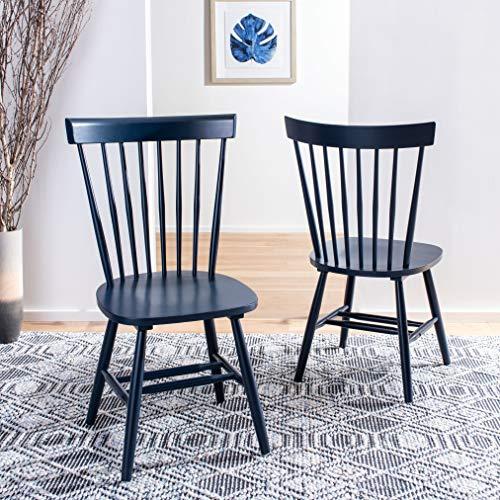 SAFAVIEH Home Collection Parker Farmhouse Navy Blue Windsor Spindle Solid Wood Dining Chair Set of 2