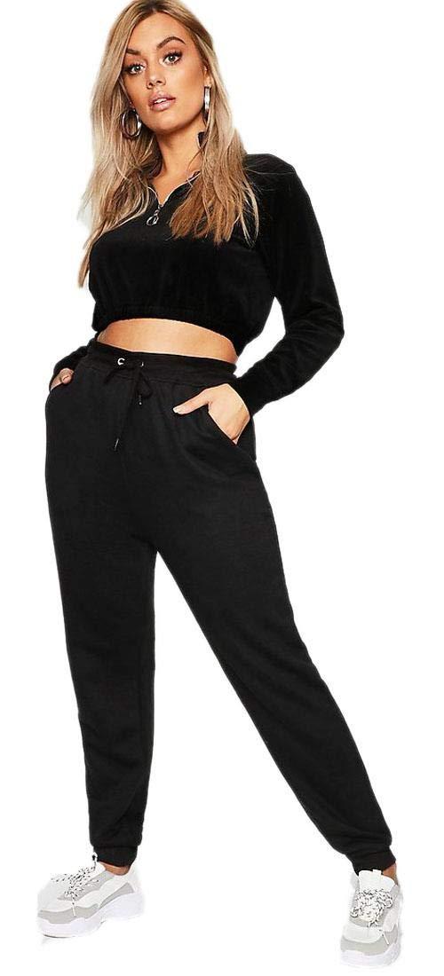 Womens Casual Joggers Cotton Running Fleece Bottom Pants Ladies Outdoor Lounge Pants Side Pockets Sweatpants