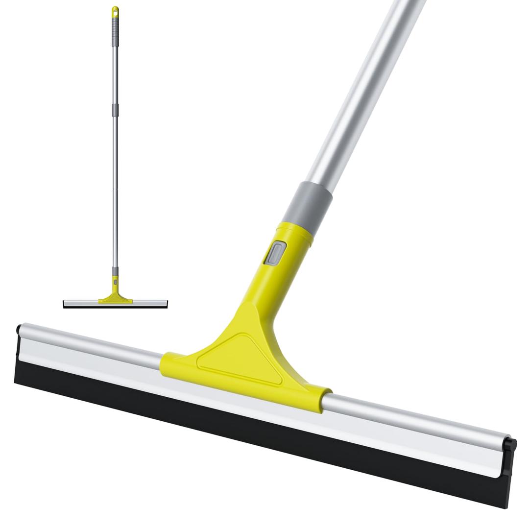 60'' Floor Squeegee Heavy Duty Scrubber with Telescopic Pole, Long Handle Squeegee for Floor with Rubber Blade Squeegee Broom for Concrete Floor Shower Tile Glass Pool Garage