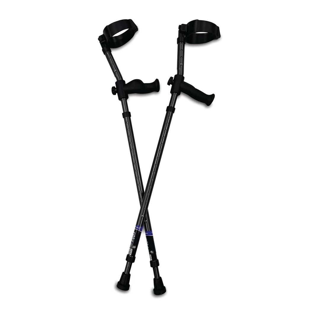 in-Motion Forearm Crutches | Spring Assist | Ergonomic Handles | Articulating Tips | Size Short (4'2" - 5'5") | Charcoal