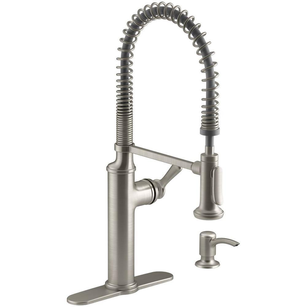 KOHLERK-R10651-SD-VS Sous Kitchen Sink Faucet, Vibrant Stainless