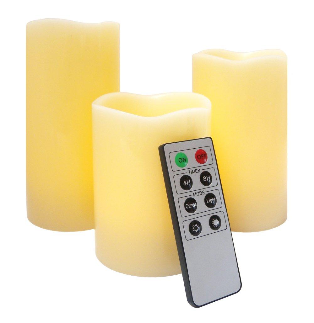 Flameless LED Candles - 3 Mooncandles with Remote Control