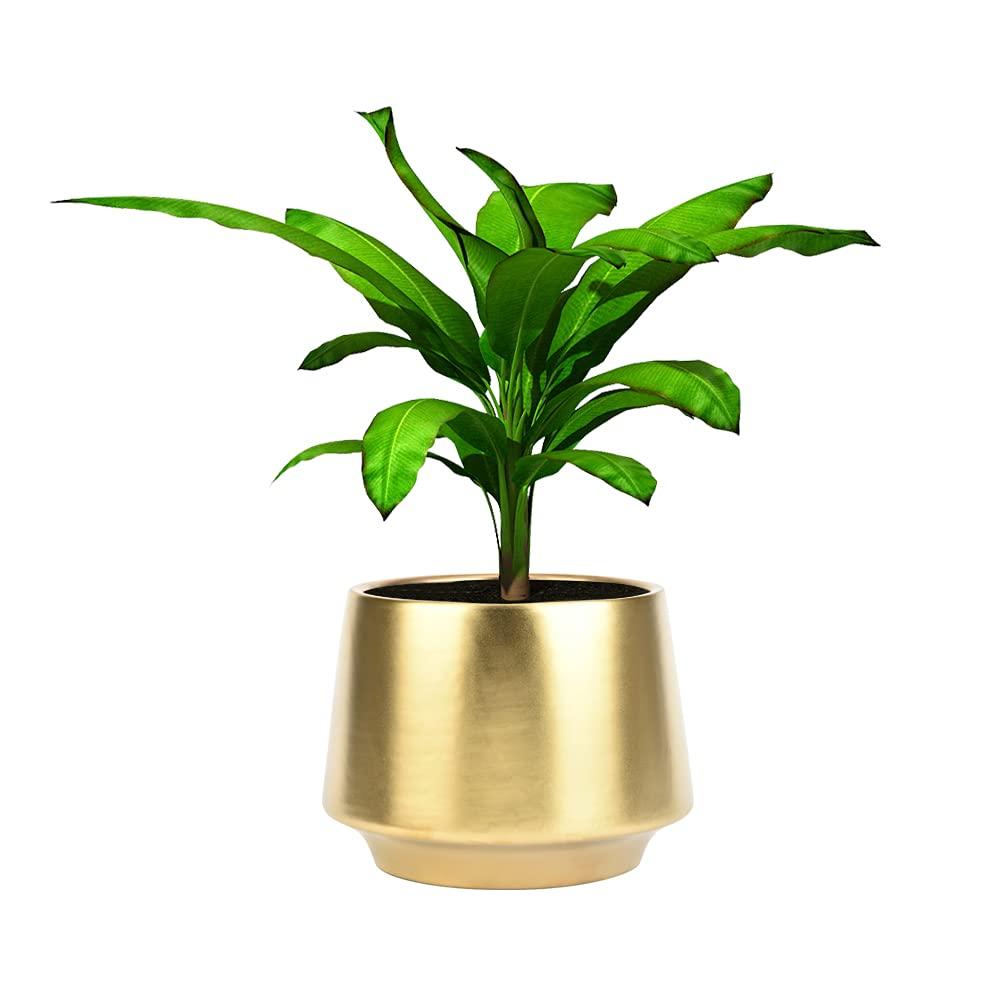 Gold Ceramic Planters Indoor Plant Pot 7 inch Large Modern Brass Planters Gold Flower Pot Centerpiece Vase Decorative Planters for Indoor Plants