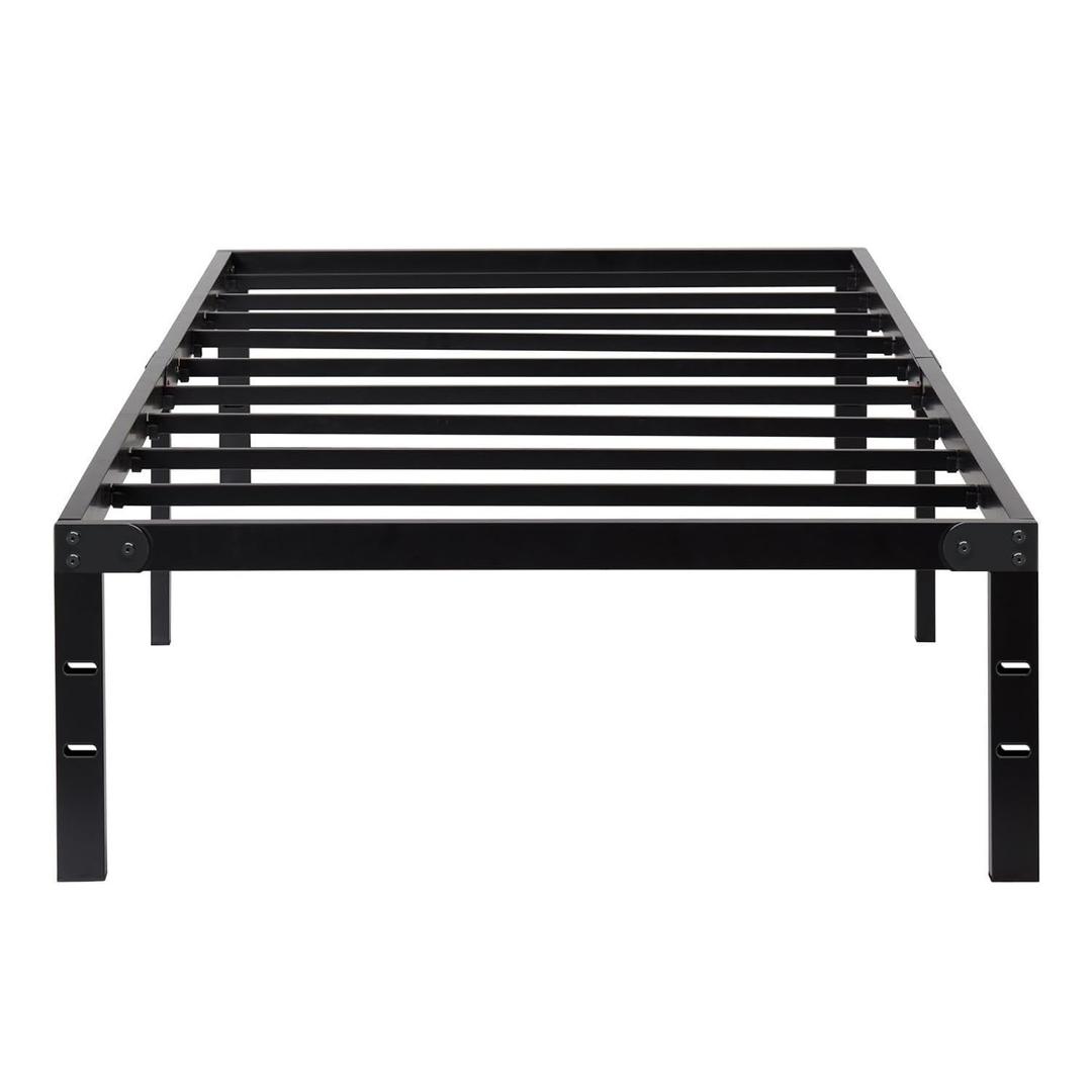 DUMOS Twin Size Bed Frame, Metal Platform Frames No Box Spring Needed, Heavy Duty with Storage Space, 14 Inches High, Sturdy Steel Slat Support, Black