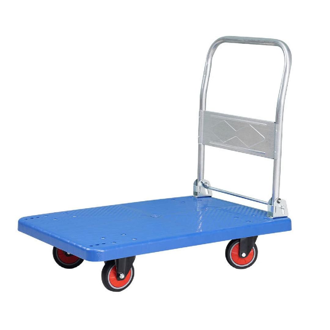 Meresysid Folding Platform Truck Push Cart Hand Truck Platform Truck With 360° Swivel Silent Wheels Polypropylene Panel Heavy Duty Moving Hand Cart Utility Cart For Groceries Garage Warehouse