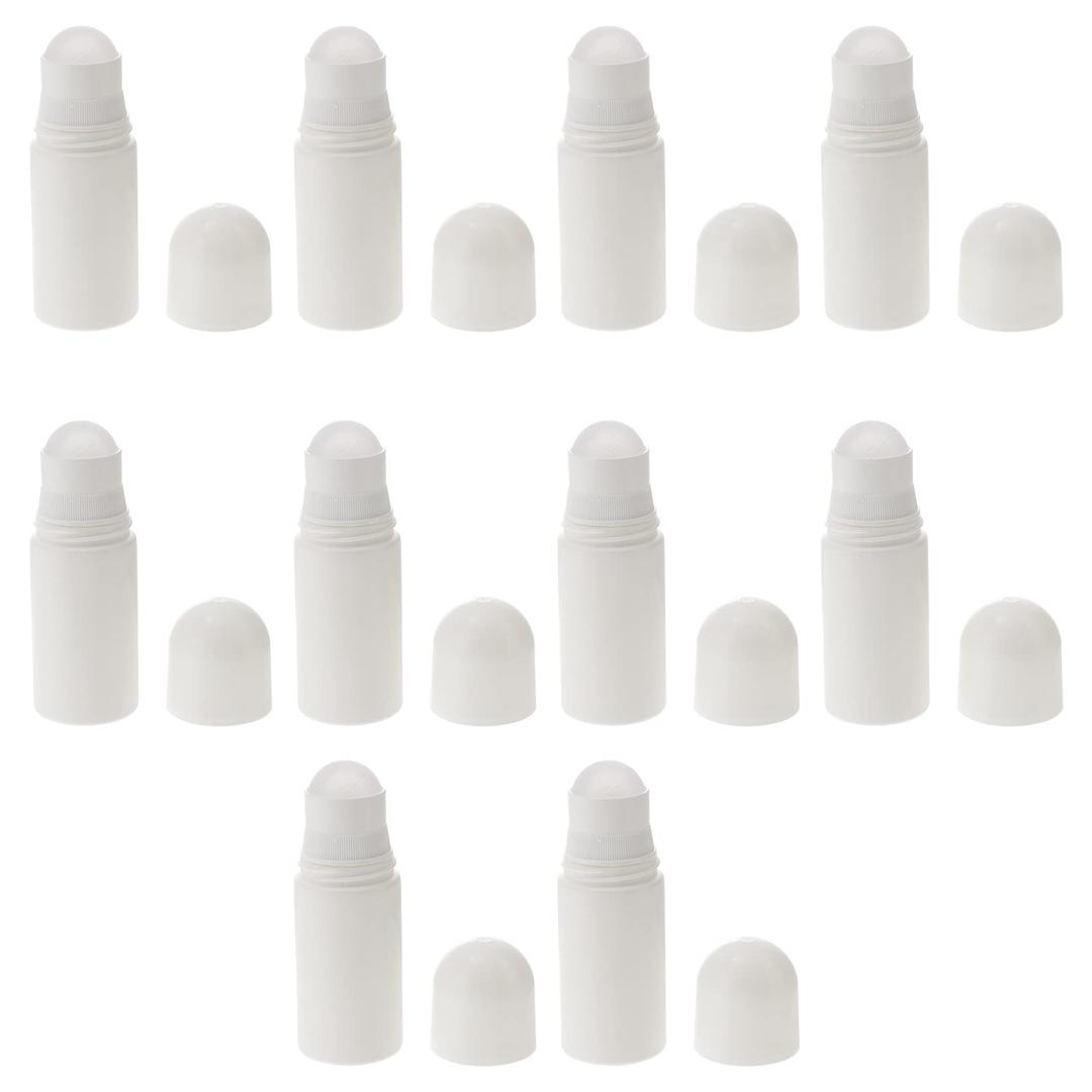 Healifty 10pcs Plastic Roller Bottles Empty Refillable Rollerball Bottle for Essential Oils Perfume Cosmetics White