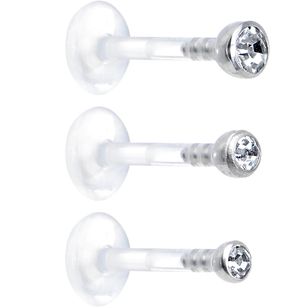 Body CandyClear Bioplast Triple Forward Helix Barbell 3 Pack 16 Gauge 5/16"