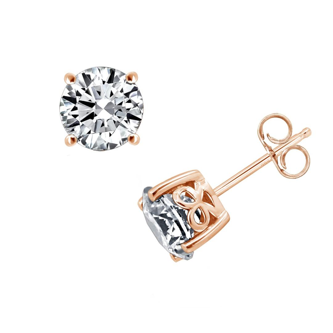 Amazon EssentialsYellow Gold Plated, Platinum or Rose Gold Plated Sterling Silver Infinite Elements Cubic Zirconia Stud Earrings | White, Blue, Green, or Pink Cubic Zirconia (previously Amazon Collection)