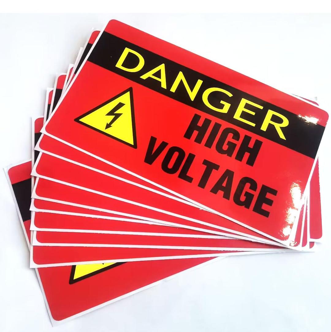 Danger High Voltage Warning Sticker Sign,3 x 5 Inches Hazardous Voltage Safety Warning Labels,Vinyl Adhesive High Voltage Electrical Safety Warning Sign Labels (10 Pack)