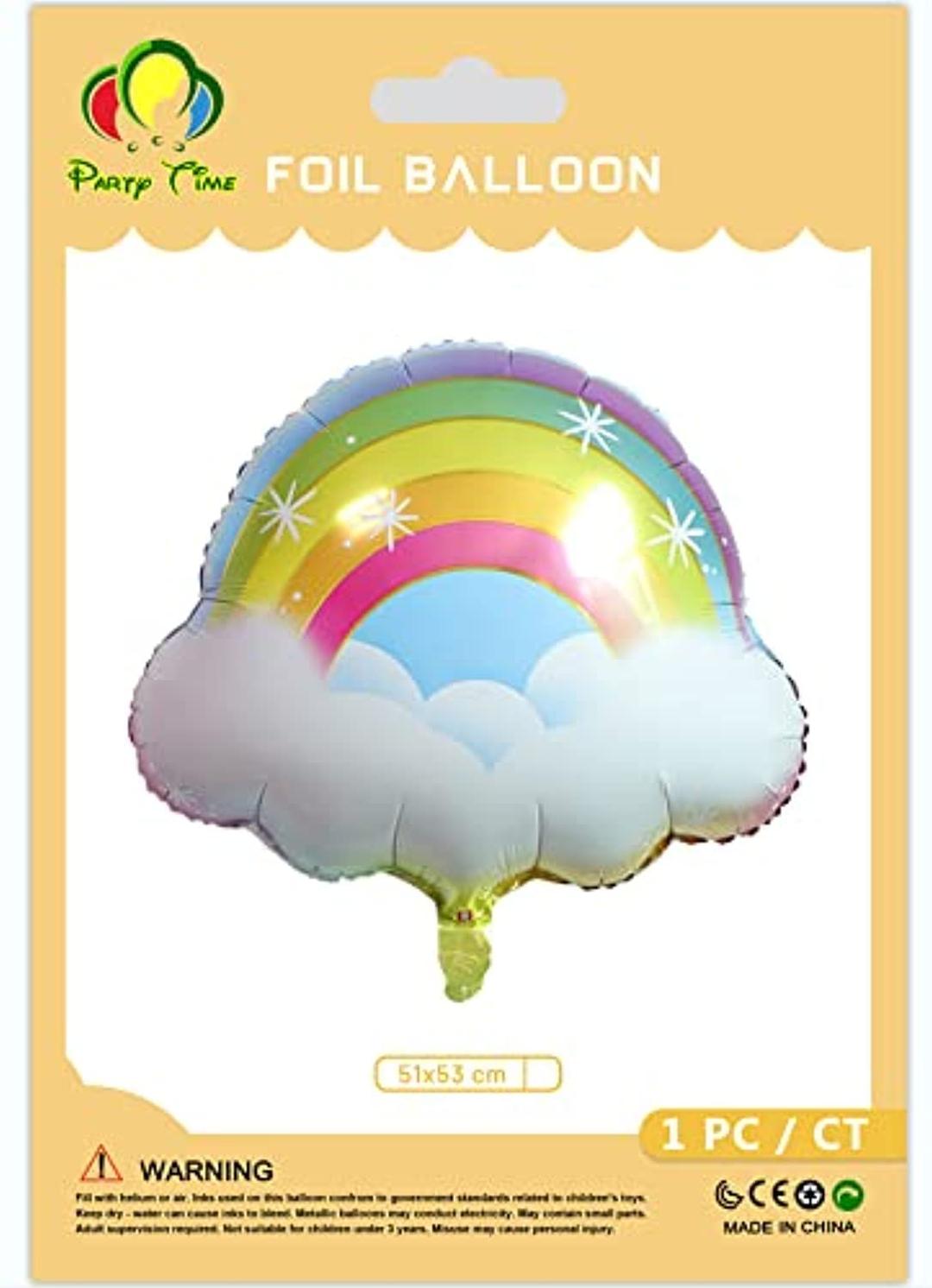 PARTY TIME - 1 Piece Rainbow with Clouds Foil Balloon Rainbow Clouds Shaped Aluminum Foil Mylar Balloons for Theme Birthday Party Supplies Baby Shower Decorations (51x53cm.)