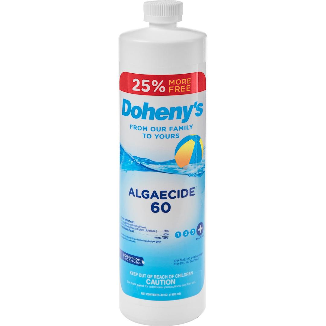 Doheny's Algaecide 60 | 100% Professional-Grade | Prevents All Types of Algae in Swimming Pools | Metal-Free, Non-Foaming, No Stains | Safe for Salt, Chlorine and Bromine Pools | 40oz Bottle