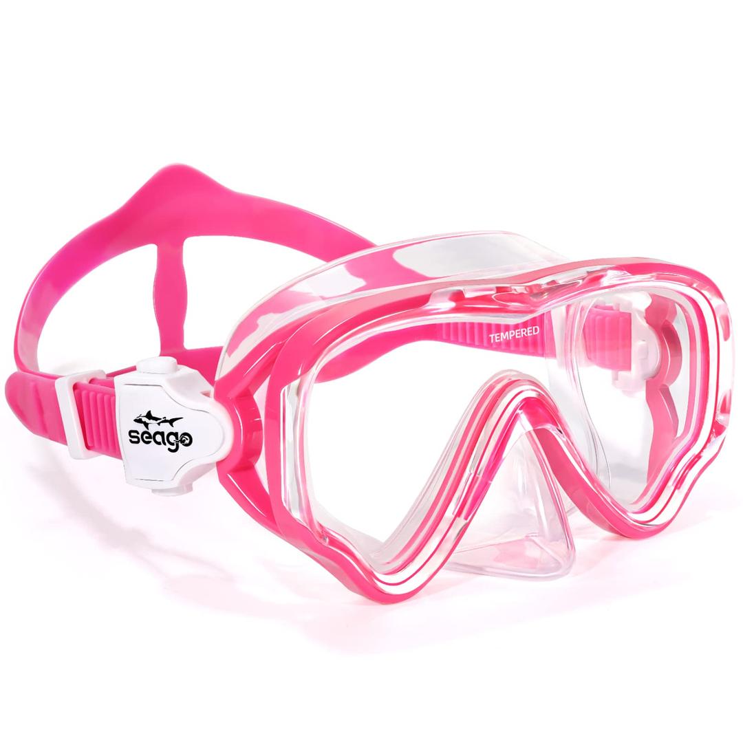 Seago Kids Swim Goggles Snorkel Diving Mask for Youth(5-15), Anti-Fog 180° Clear View