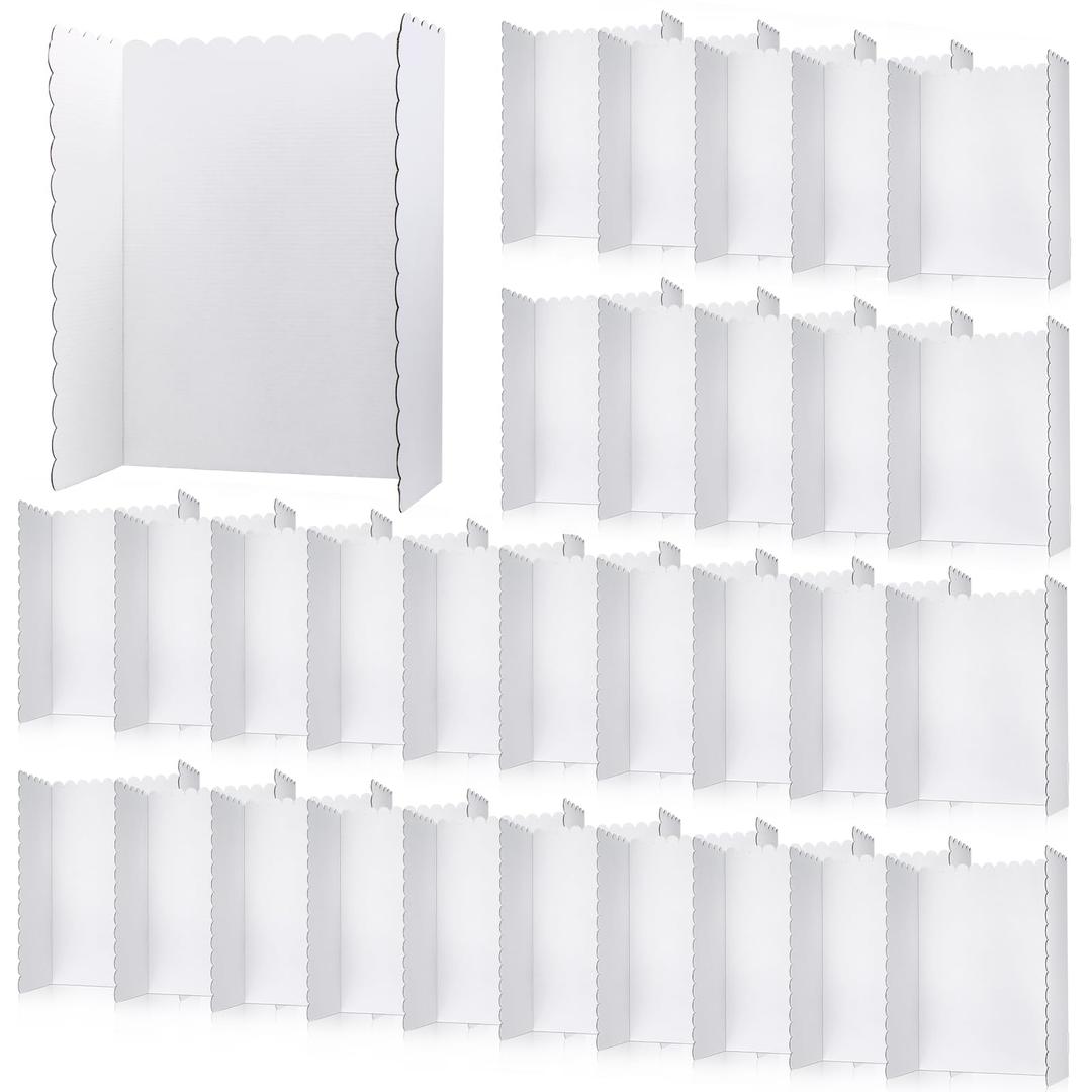 36 Pcs 24 x 36 Inch Trifold Poster Display Boards White for Science Fair Presentation Projects Photo Exhibition Display Tri fold Board Foldable Paperboard for School Supplies Bulk Business