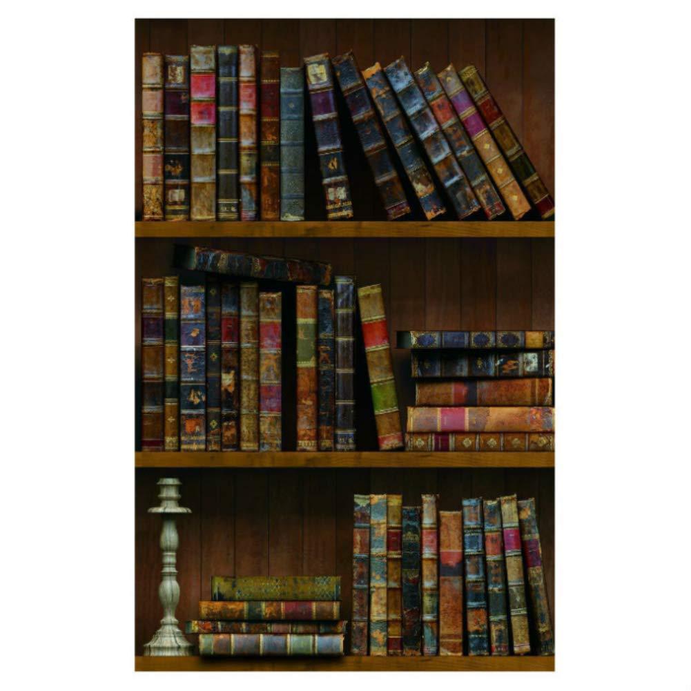 Self-Adhesive Vintage Bookshelf Peel-Stick Wallpaper Backsplash Shelf Liner Removable Door Vinyl Flooring Stickers 17.7inch by 98inch