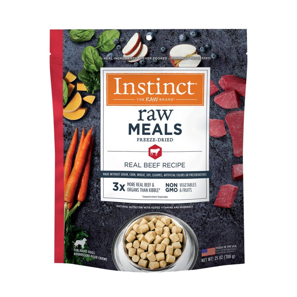 InstinctFreeze Dried Raw Meals Grain Free Recipe Dog Food, Beef, 25 ounces