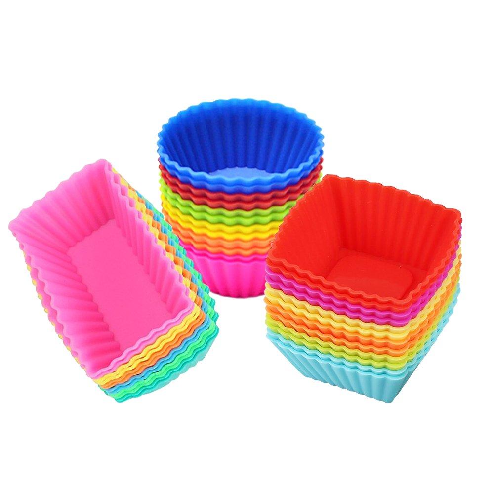 36 Pack Silicone Cupcake Muffin Baking Cups Liners Reusable Non-Stick Cake Molds Sets