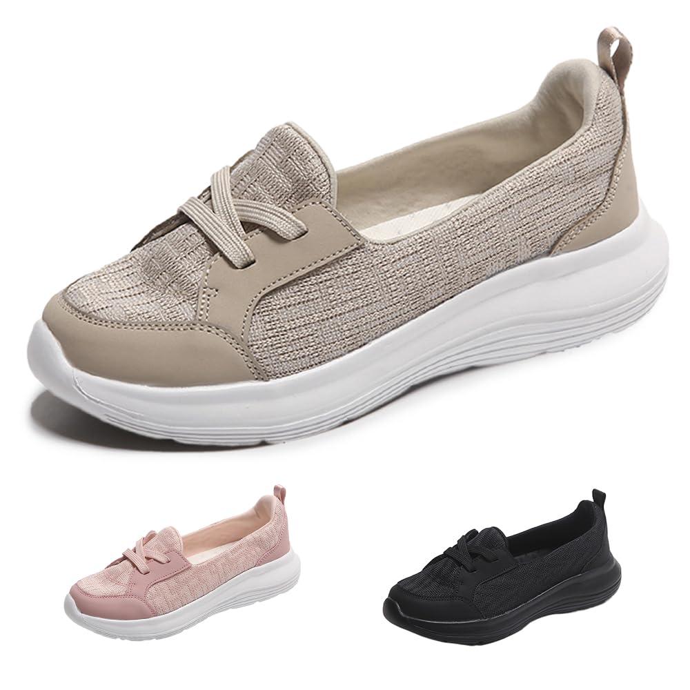 AuiepetWomen Comfy Orthopedic Walking Shoes, 2024 New Orthopedic Women's Breathable Slip On Arch Support Non-Slip Shoes