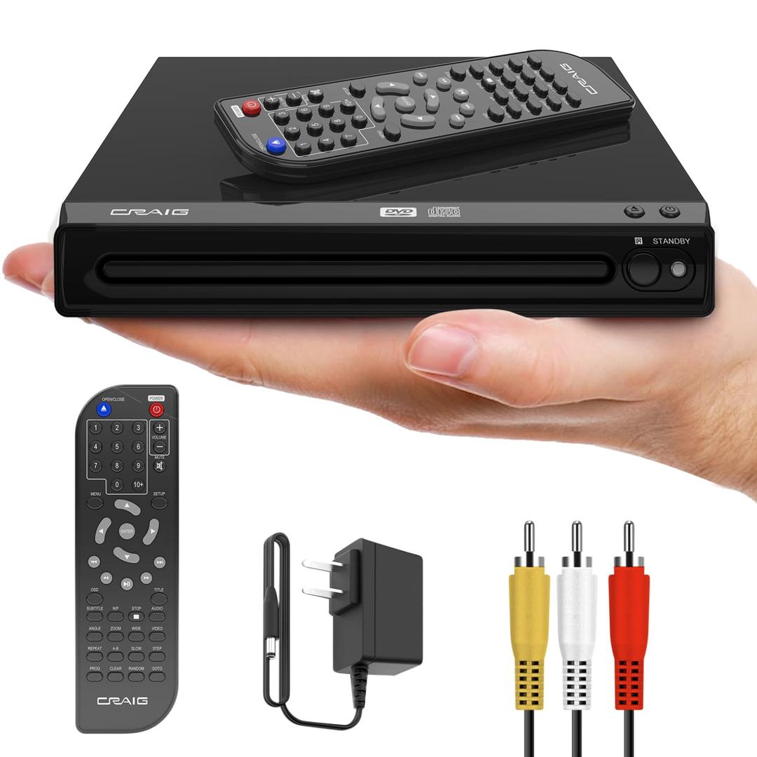 Craig Compact DVD/JPEG/CD-R/CD-RW/CD Player with Remote (CVD512a), NO HDMI Connection