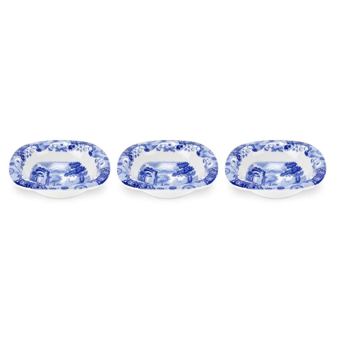 SpodeBlue Italian Collection Dip Dishes | Set of 3 Mini Dipping Bowls for Serving Sauces and Side Dishes | Made of Fine Porcelain | Dishwasher and Microwave Safe | Blue/White