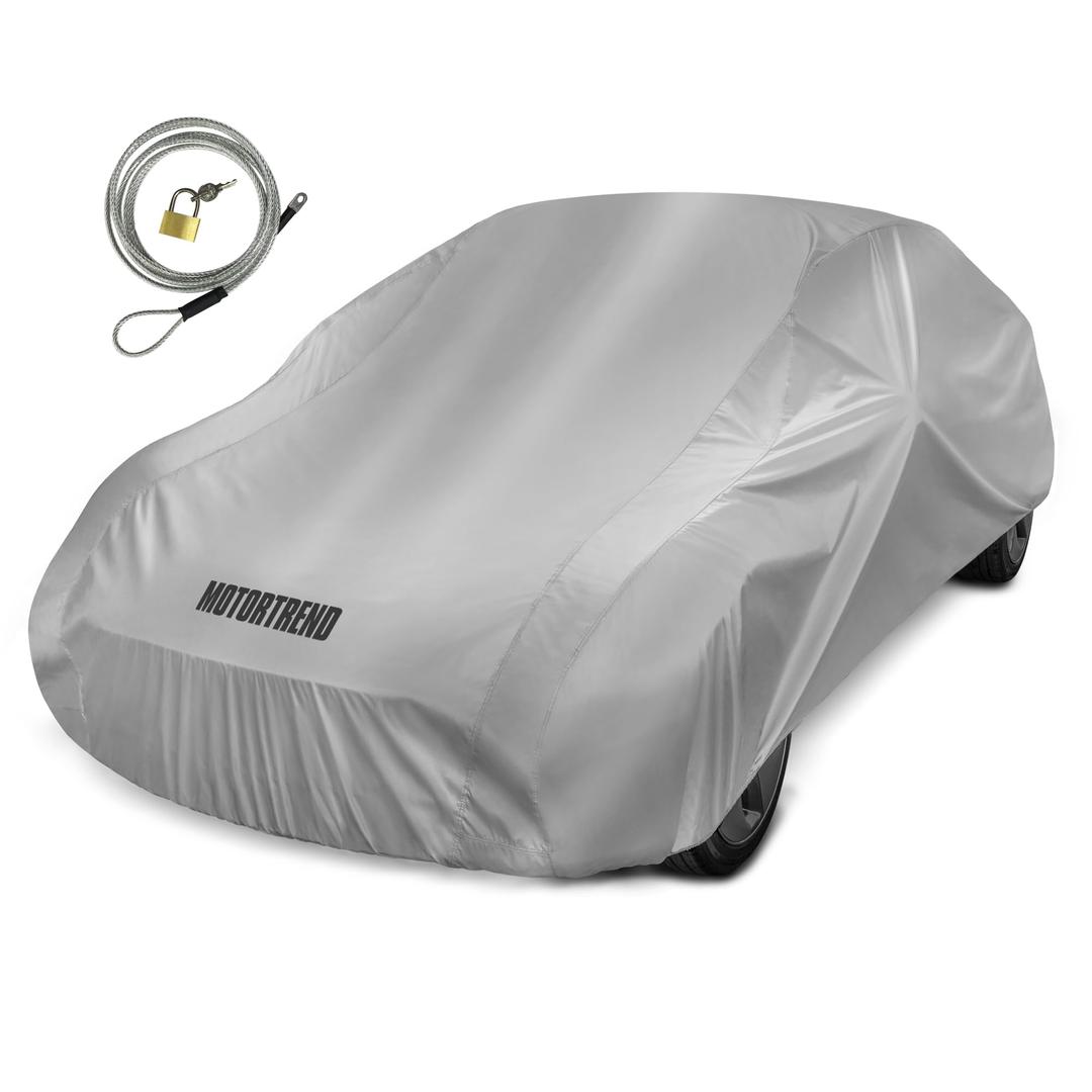 Motor Trend FlexCover Waterproof Car Cover for Rain Wind All Weather L Fits up to 190 x 70 x 50 inches