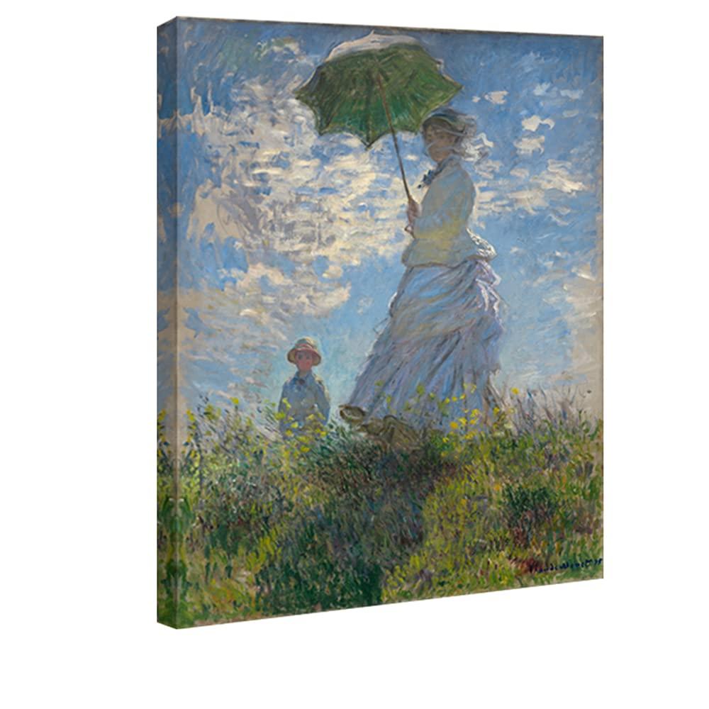 Wieco Art Woman with a Parasol Madame Monet and Her Son Canvas Prints Wall Art of Claude Monet Famous Classic Oil Paintings Reproduction People Landscape Pictures Artwork for Home Office Decorations