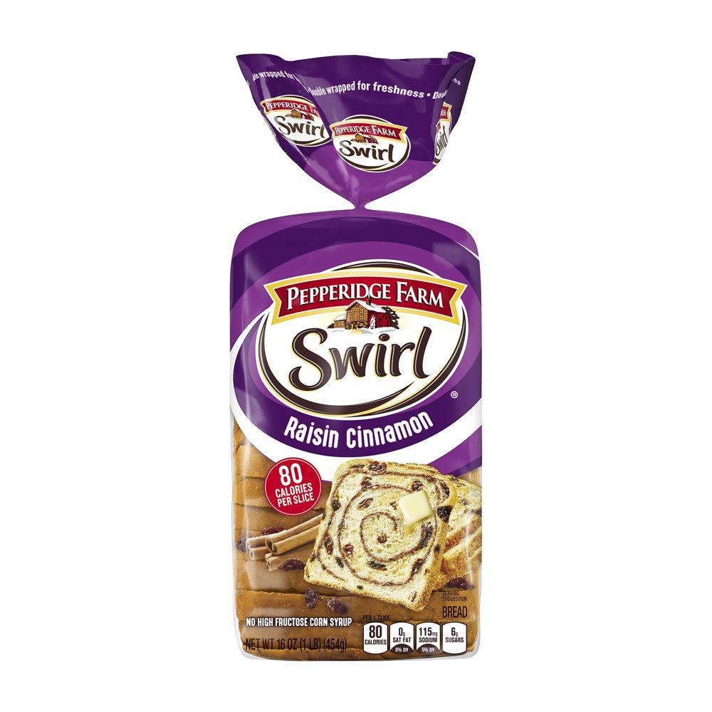 Pepperidge Farm Swirl Brown Raisin Cinnamon Bread 16 oz (Pack of 2)