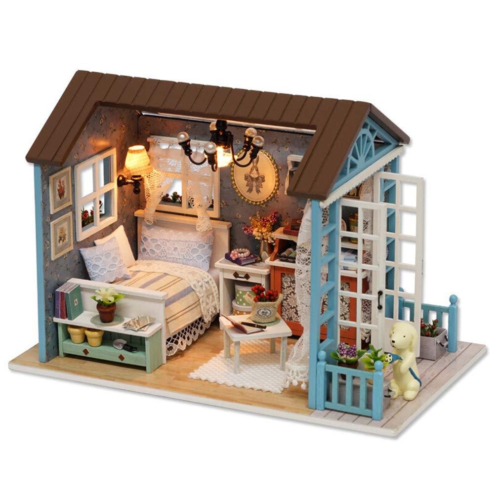 TuKIIE DIY Miniature Dollhouse Kit, 1:24 Scale Wooden Mini Doll House Accessories with Furniture for Kids Teens Adults(Forest Times)