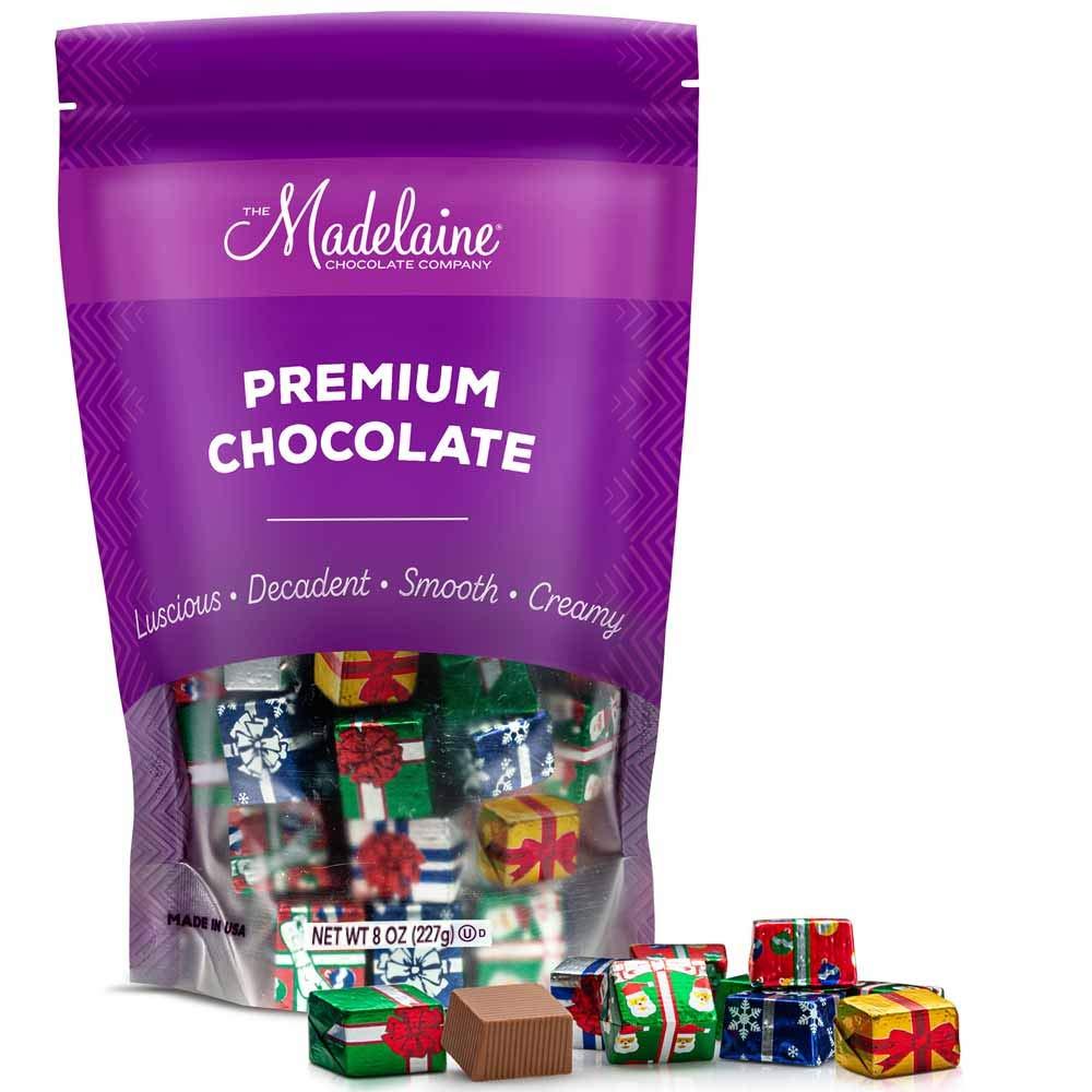 Madelaine Solid Premium Milk Chocolate Presents, Wrapped In Italian Foils, Featuring Assorted Designs (Half Pound)