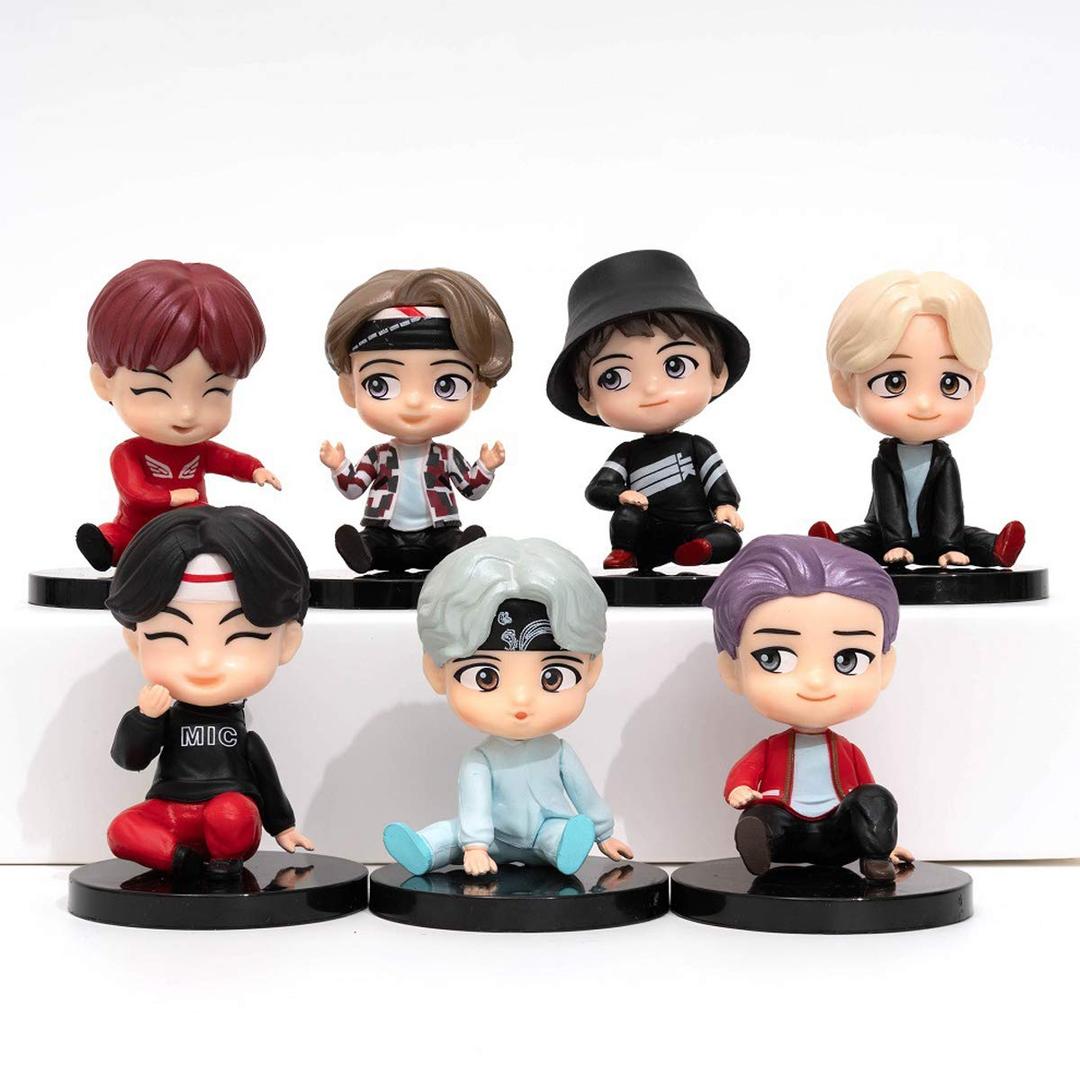 MC TTL 7PCS BTS cake toppers Characters set of Action Figure Toys Cake Toppers for bts birthday party supplies(Sitting position)