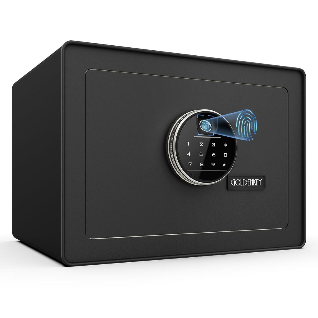 (0.77 Cu.Ft) Digital Security Safe and Lock Box,Small Safe box for Money, Fingerprint Lock,Perfect for Home Office Hotel Business Jewelry Gun Use Storage, Black