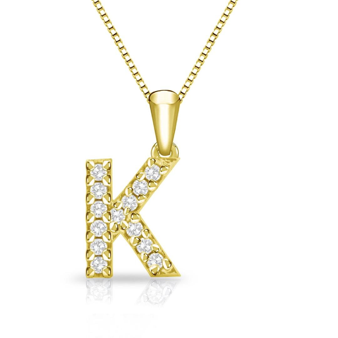 Diamond Wish14k Yellow Gold Diamond Initial Pendant Necklace (1/10cttw) with 18-inch chain