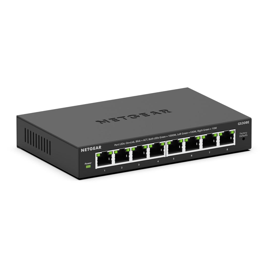 NETGEAR 8-Port Gigabit Ethernet Plus Switch (GS308E) - Desktop or Wall Mount, Home Network Hub, Office Ethernet Splitter, Silent Operation