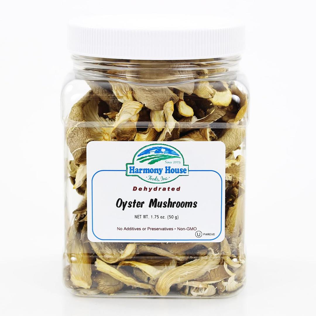 Harmony House Foods Dried Oyster Mushrooms (1.75 oz, Quart Size Jar)