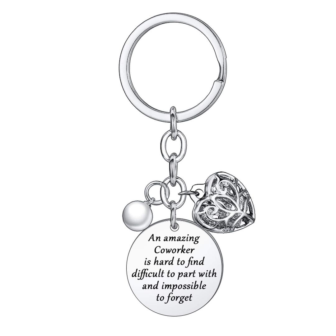 BESPMOSP Coworker Leaving Heart Keychain an Amazing Coworker is Hard to Find Difficult to Part with and Impossible to Forget Goodbye Gifts for Best Coworker Colleague and Boss