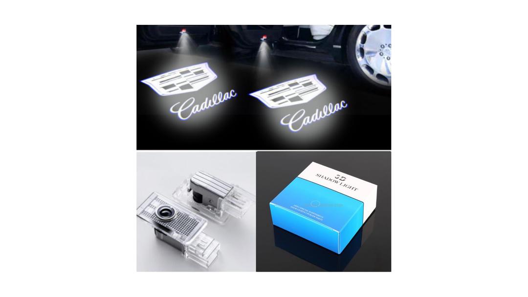 3D Shadow Lights LED Door Logo Projector for Cadillac SRX CT6 XTS ATS XT4 XT5 XT6 Dual Plug Puddle Lights for Cadillac Welcome Courtesy Lights Auto Accesories