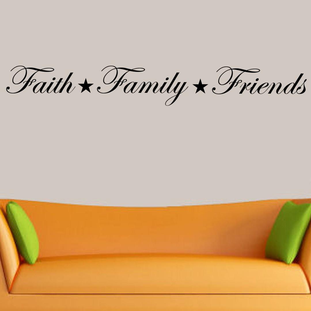 Faith, Family, Friends Wall Decal Home Decor (Black)