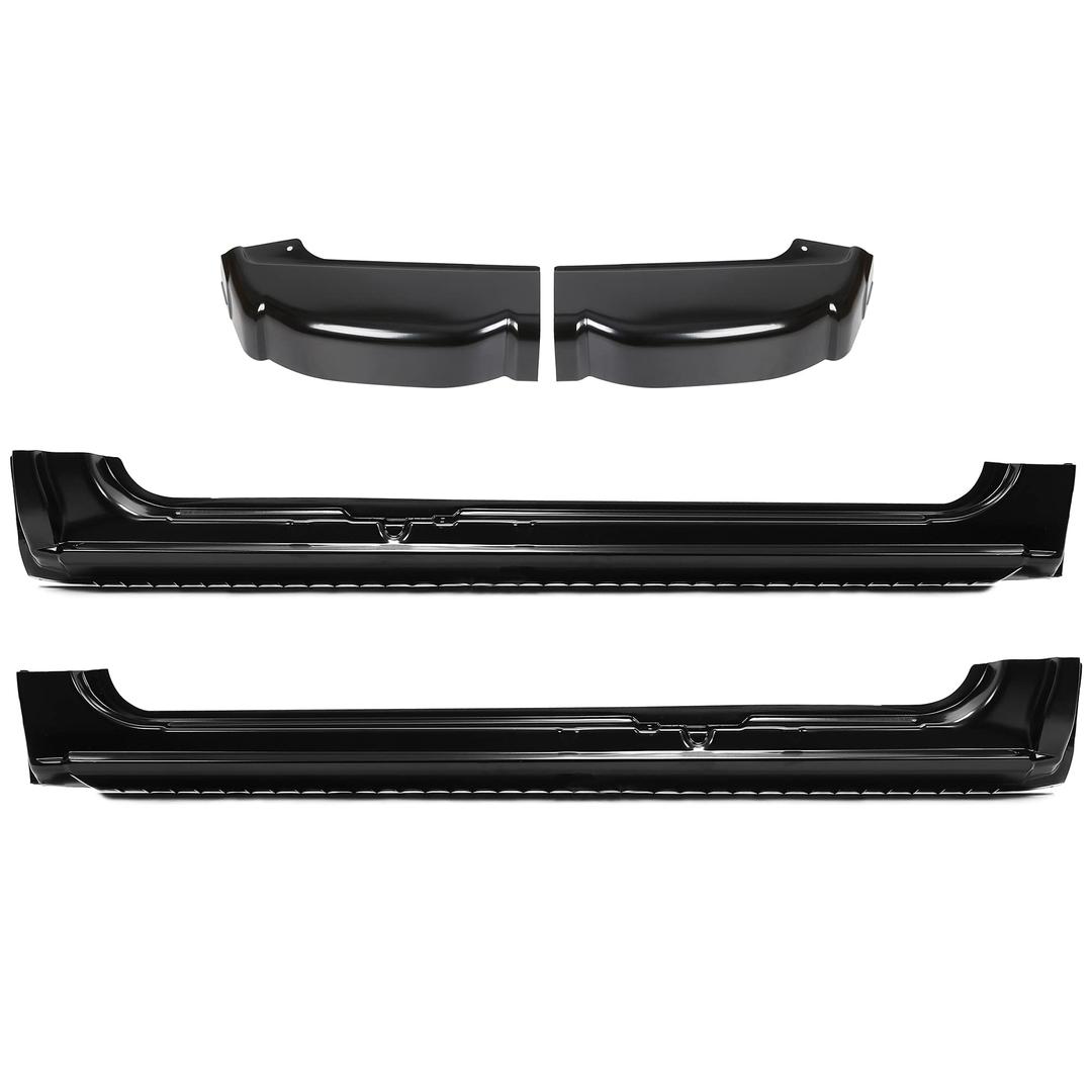 HECASA Rocker Panel & Cab Corner Compatible with 1999-2006 Chevrolet Silverado/GMC Sierra 1500 2500 3500 Extended Cab 4 Door Rust Repair Steel Black Pair