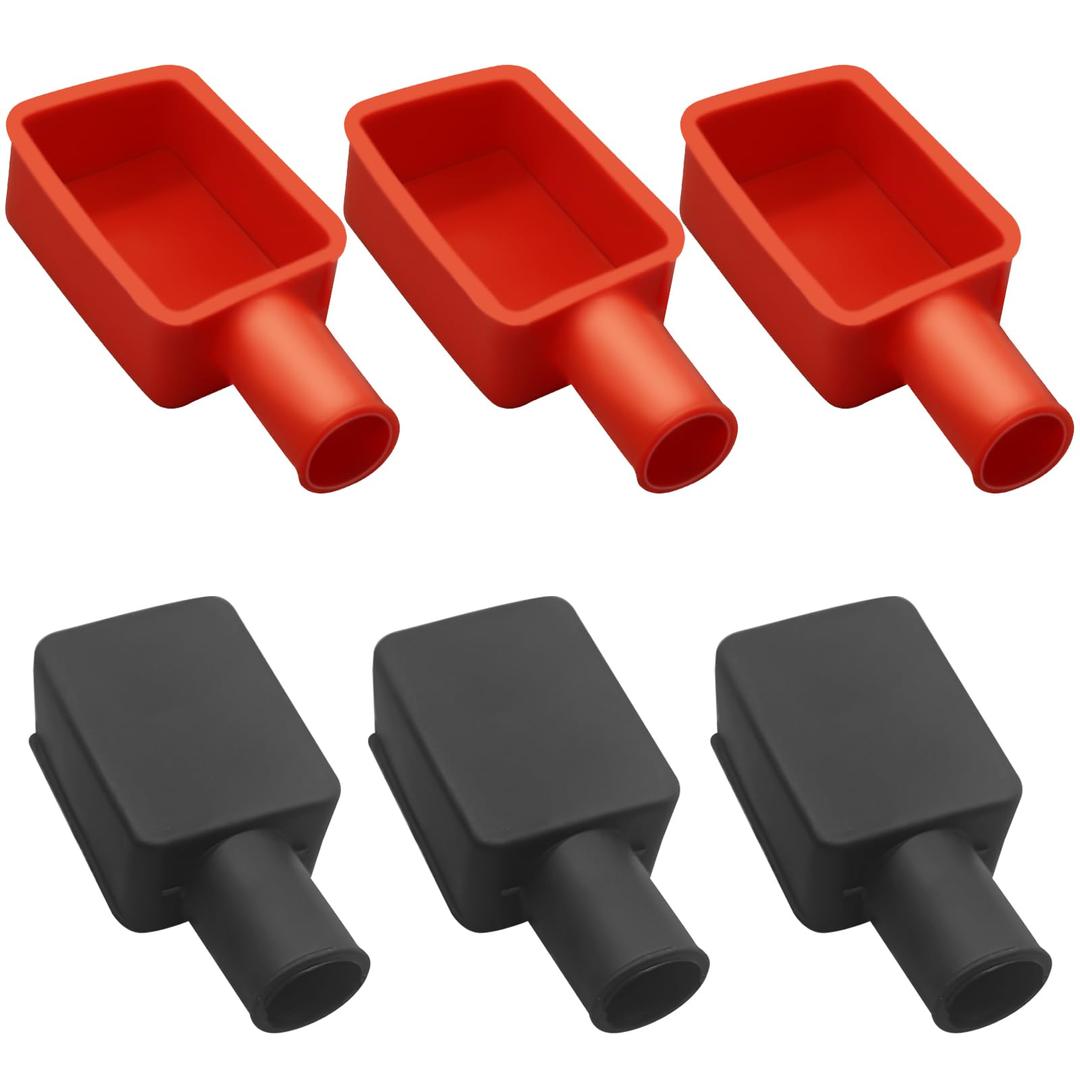 6Pcs Battery Terminal Cover, Battery Terminal Protector, Car Insulating Battery Cover, Soft Rubber Positive and Negative Poles Stud Covers Connector Top Post Cap for Car Motorcycle Truck (Red/Black)